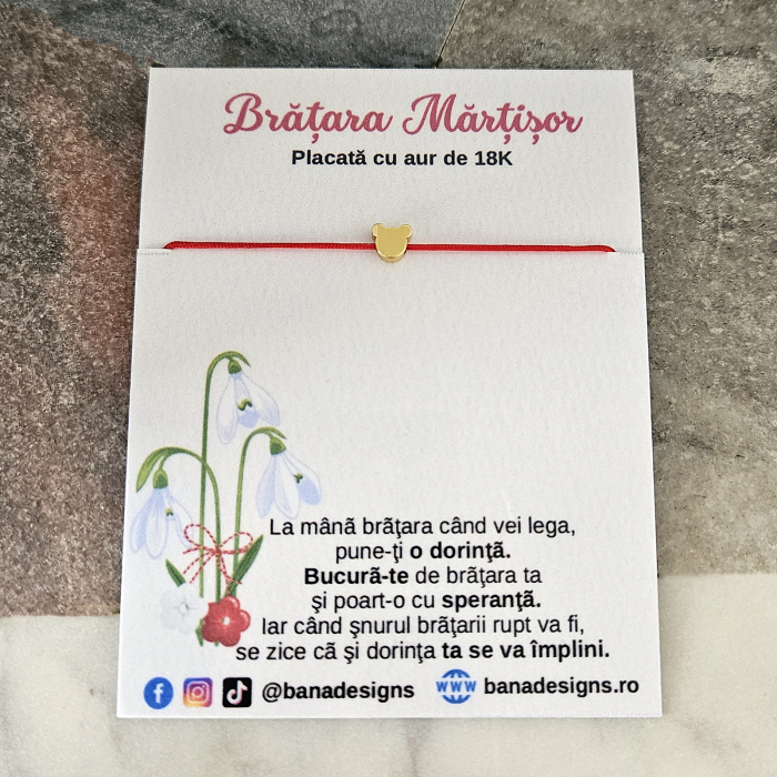 Bratara magica cu ursulet placat cu aur de 18k, cu inchidere ajustabila [5]