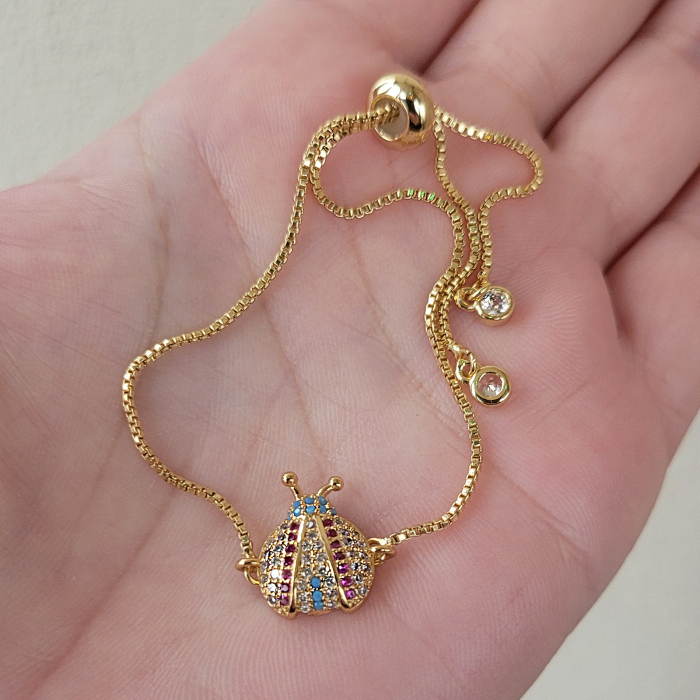 Bratara Martisor buburuza, placat cu aur, decorat cu cristale Cubic Zirconia [6]