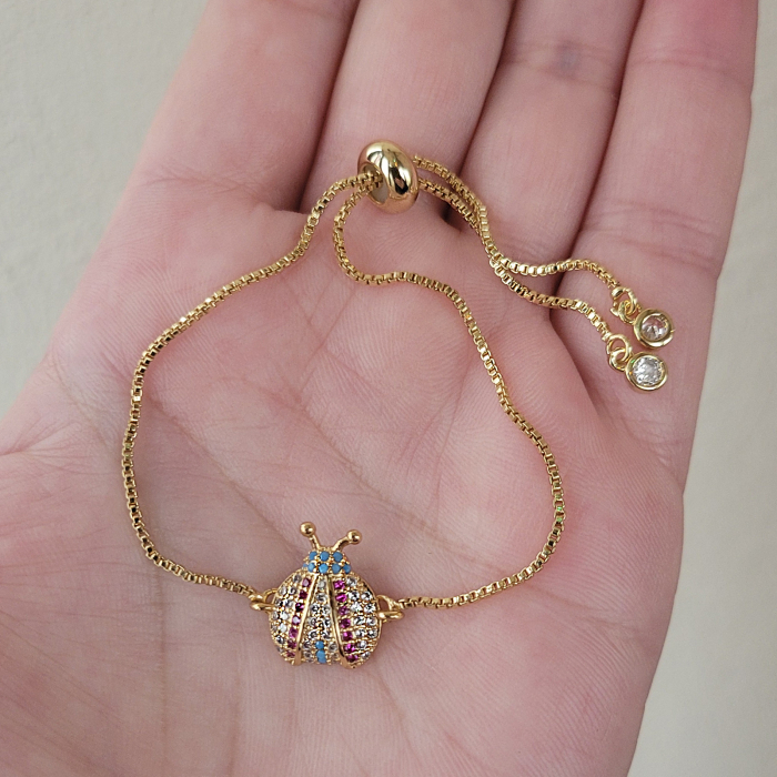 Bratara Martisor buburuza, placat cu aur, decorat cu cristale Cubic Zirconia [3]