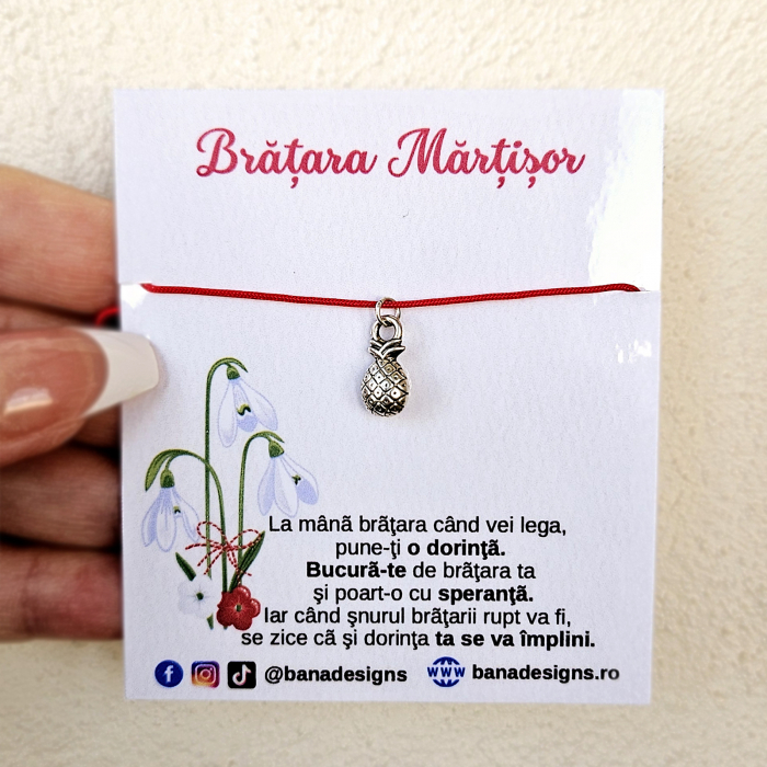 Bratara Martisor cu ananas si snur ajustabil [3]