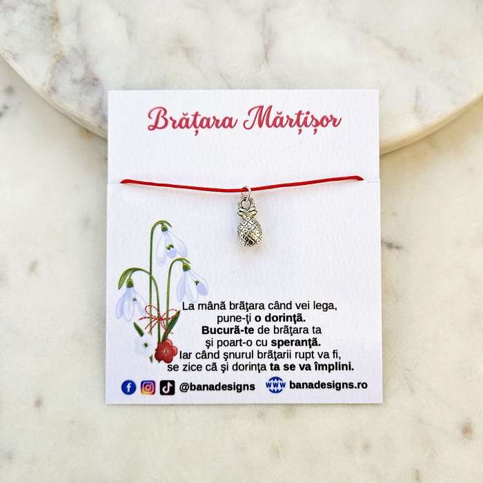 Bratara Martisor cu ananas si snur ajustabil [2]