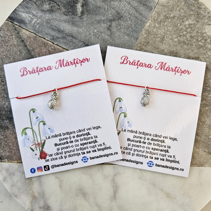 Bratara Martisor cu ananas si snur ajustabil [5]