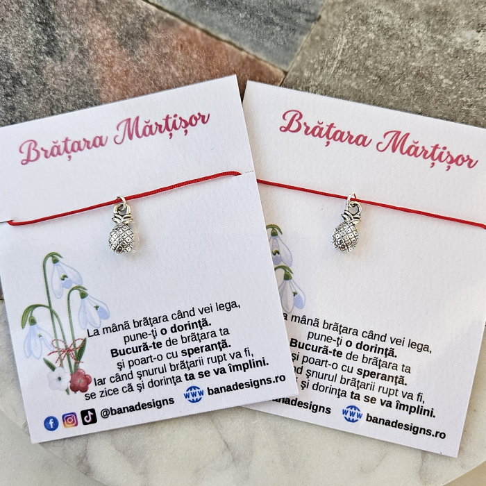 Bratara Martisor cu ananas si snur ajustabil [4]