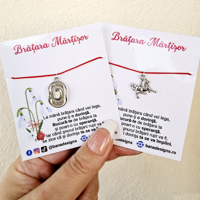 Bratara Martisor cu cal, calut si snur ajustabil [8]