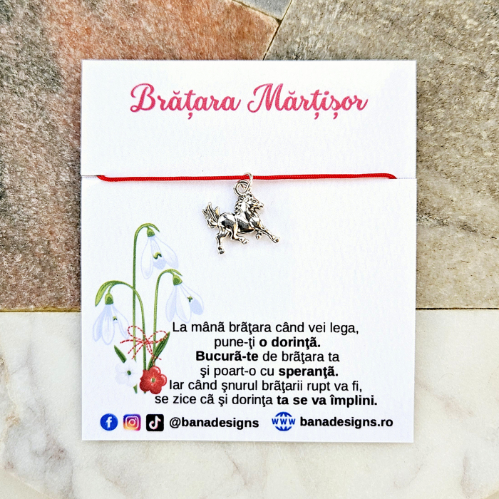 Bratara Martisor cu cal, calut si snur ajustabil [6]