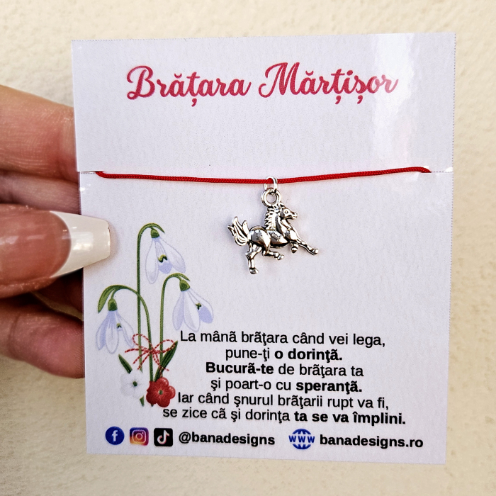 Bratara Martisor cu cal, calut si snur ajustabil [3]