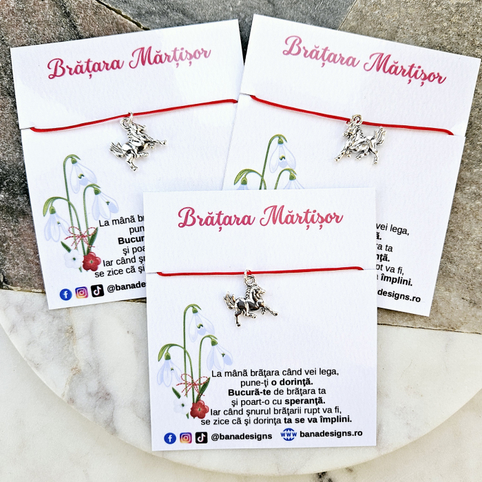 Bratara Martisor cu cal, calut si snur ajustabil [2]