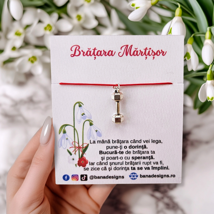 Bratara Martisor cu charm gantera [2]