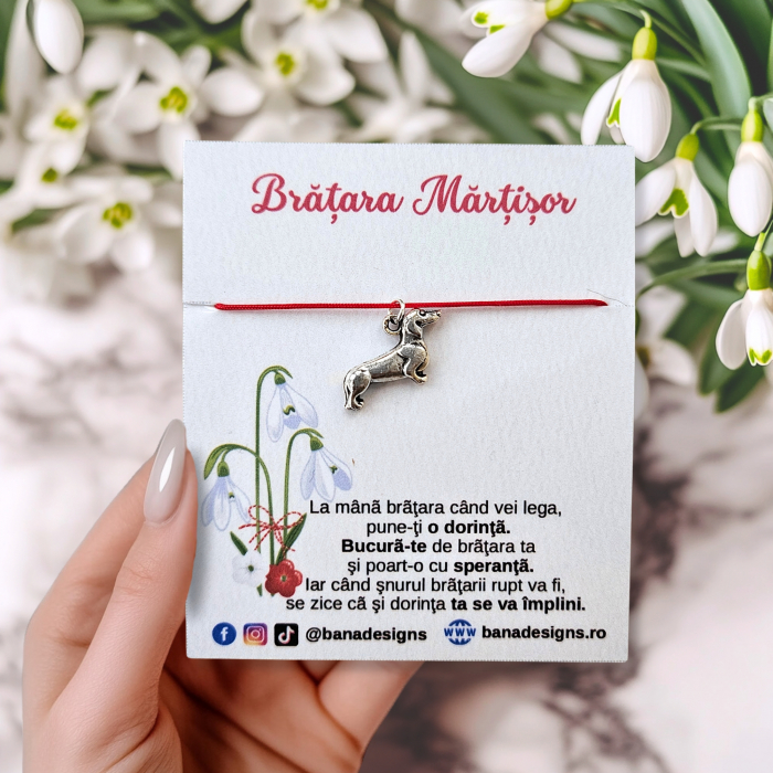 Bratara norocoasa Martisor cu catel, cu snur ajustabil [2]