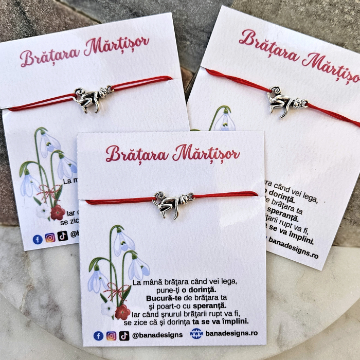 Set 10 Bratari Martisor cu charm maimuta,  cu snur ajustabil [10]