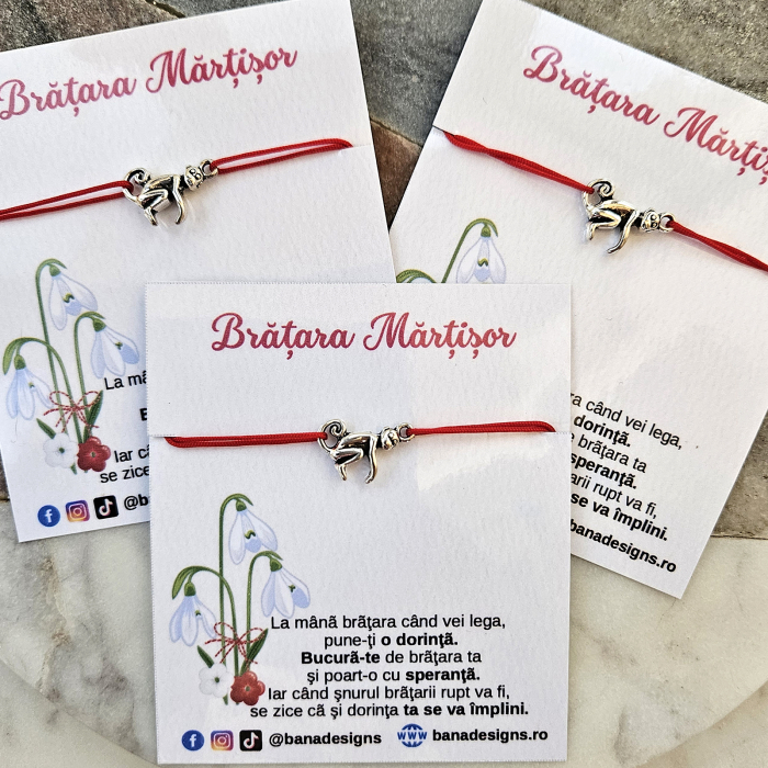 Set 10 Bratari Martisor cu charm maimuta,  cu snur ajustabil [6]
