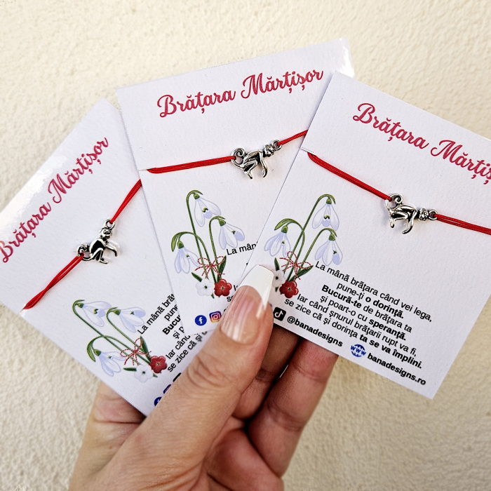 Bratara Martisor cu charm maimuta,  cu snur ajustabil, culoare la alegere [5]