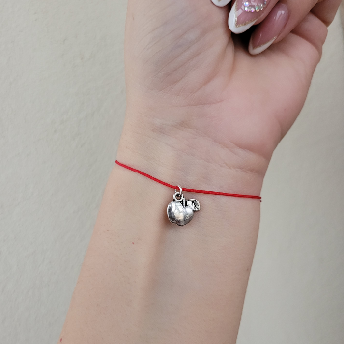 Bratara Martisor cu charm mar argintiu, cu snur ajustabil [5]