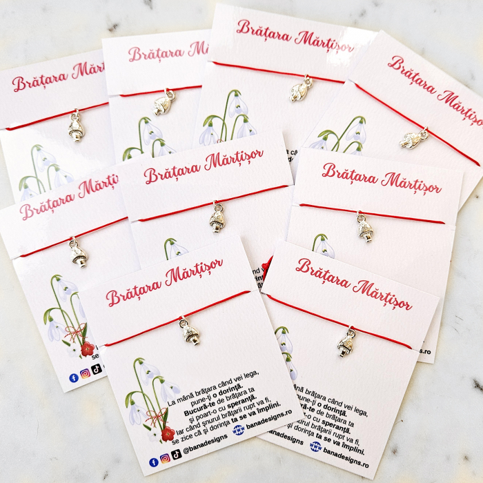 Bratara Martisor cu ciupercuta si snur ajustabil [11]