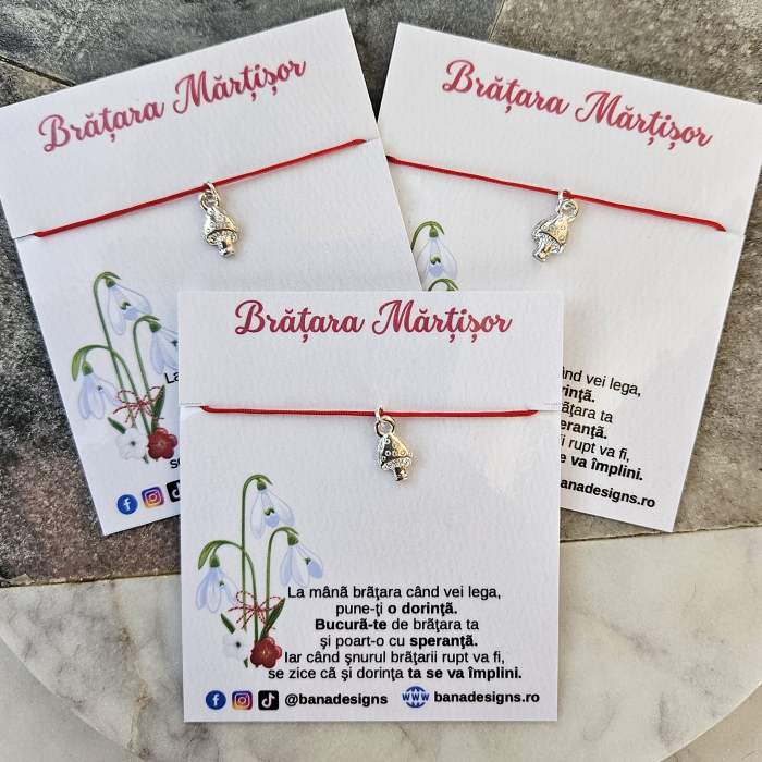 Set de 10  Bratari Martisor cu ciupercuta si snur ajustabil [7]