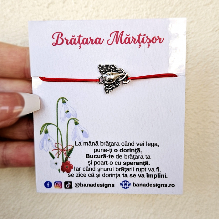Bratara Martisor cu elefant cu trompa in sus si snur ajustabil rosu [4]