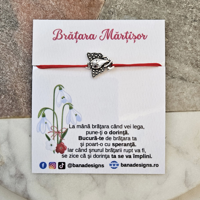 Bratara Martisor cu elefant cu trompa in sus si snur ajustabil rosu [6]
