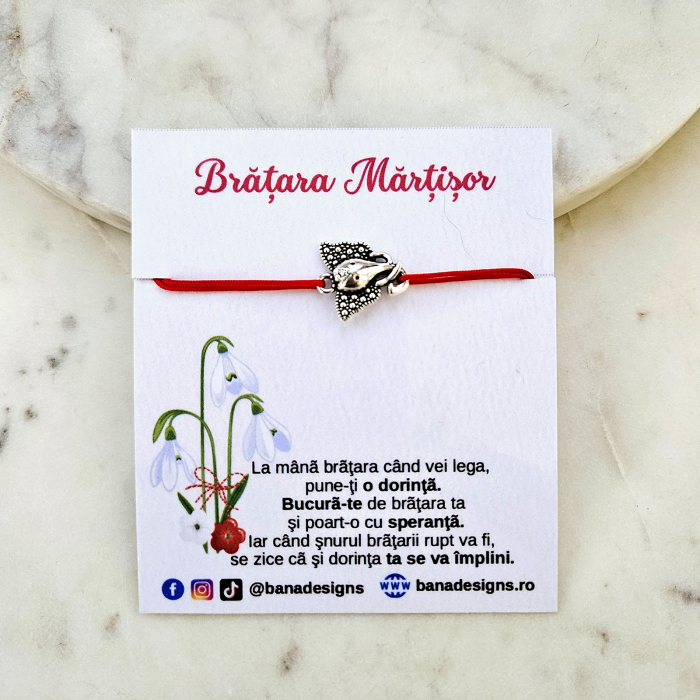 Bratara Martisor cu elefant cu trompa in sus si snur ajustabil rosu [2]