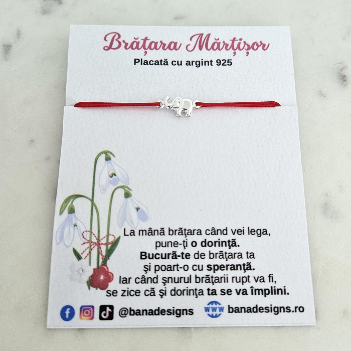 Bratara Martisor cu elefant norocos cu inchidere ajustabila [2]