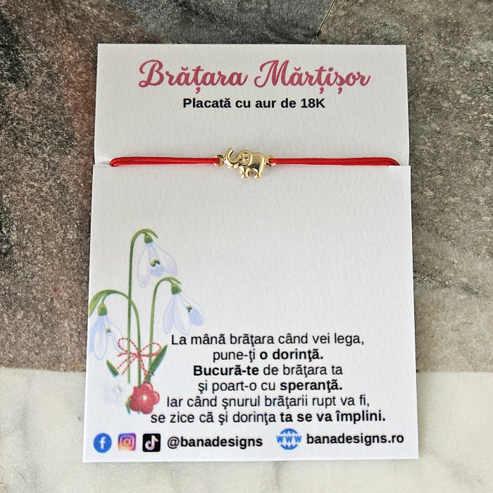 Bratara Martisor cu elefant norocos cu inchidere ajustabila [3]