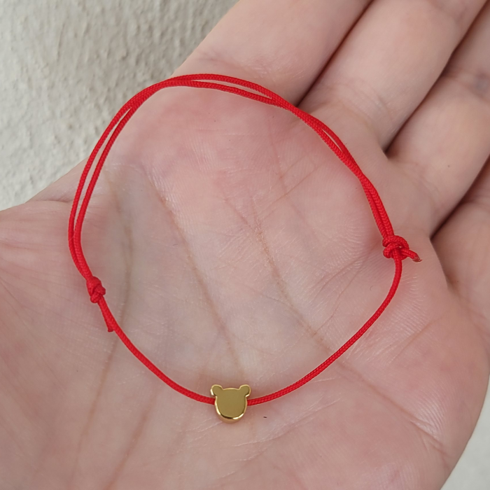 Bratara Martisor cu ursulet placat cu aur de 18k, cu inchidere ajustabila [3]