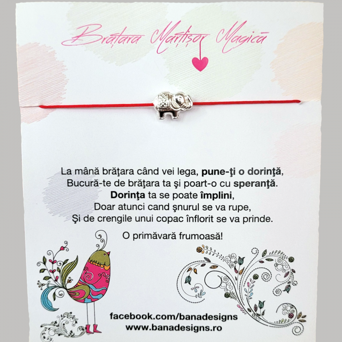 Bratara Martisor cu elefant si snur ajustabil [4]