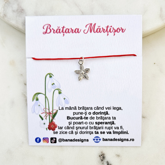 Bratara Martisor cu floricica, cu snur ajustabil [2]