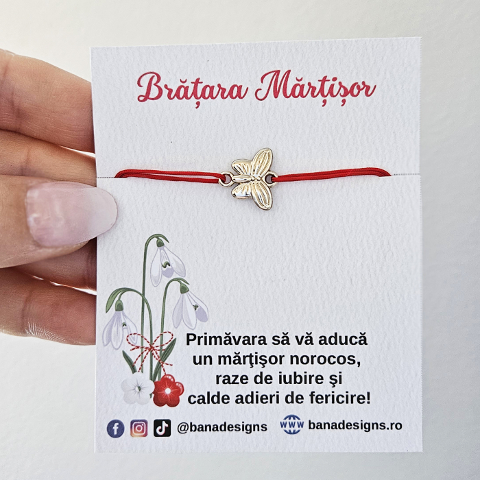 Bratara Martisor cu fluturas auriu si snur ajustabil [2]