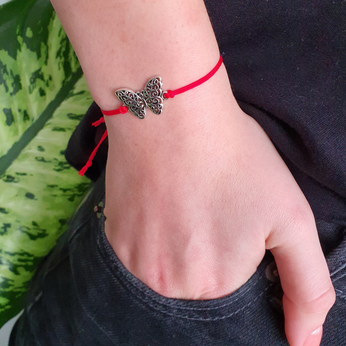 Bratara Martisor cu fluturas filigranat, cu inchidere ajustabila, culoare la alegere [2]