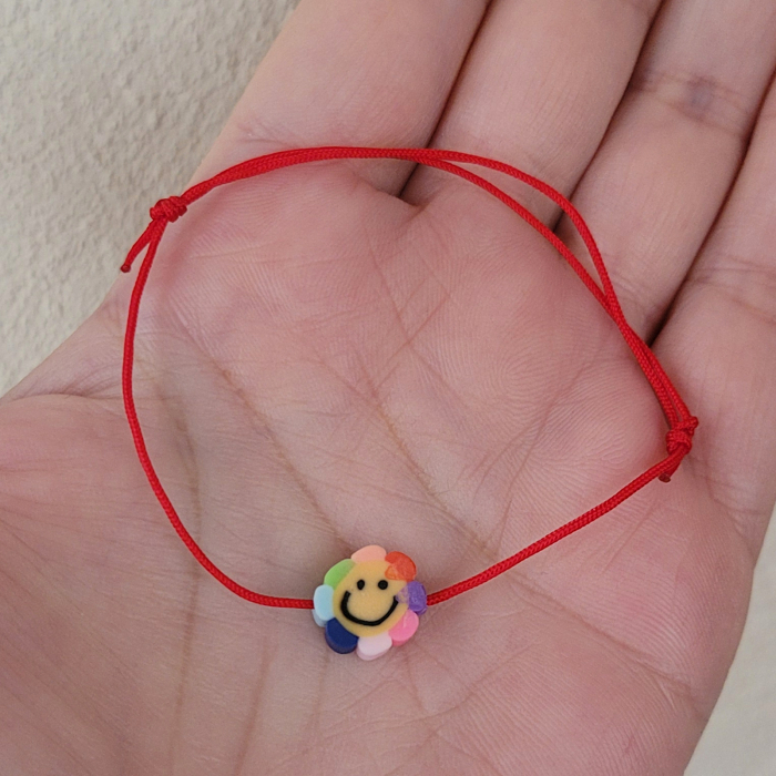 Bratara Martisor cu floare emoticon colorat si snur ajustabil [5]