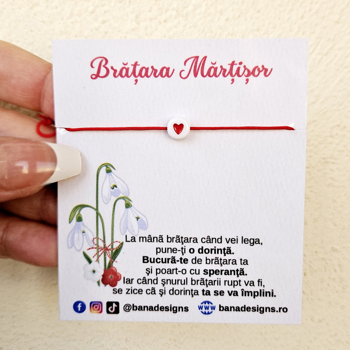 Bratara Martisor cu inimioara rosie si snur ajustabil [5]