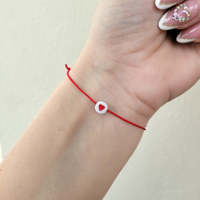 Set 10 Bratari Martisor cu inimioara rosie si snur ajustabil [3]