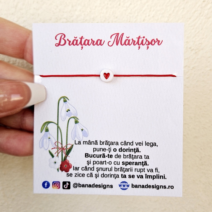 Bratara Martisor cu inimioara rosie si snur ajustabil [2]