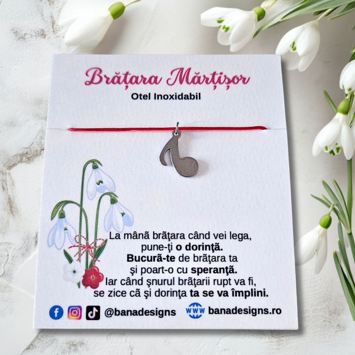 Bratara Martisor cu nota muzicala din inox [2]