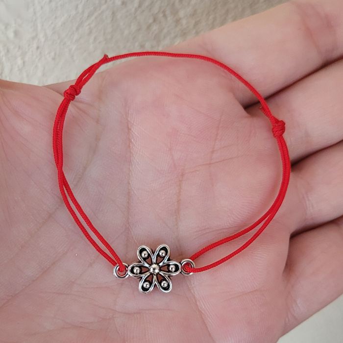 Bratara Martisor cu floare filigranata si snur ajustabil [4]