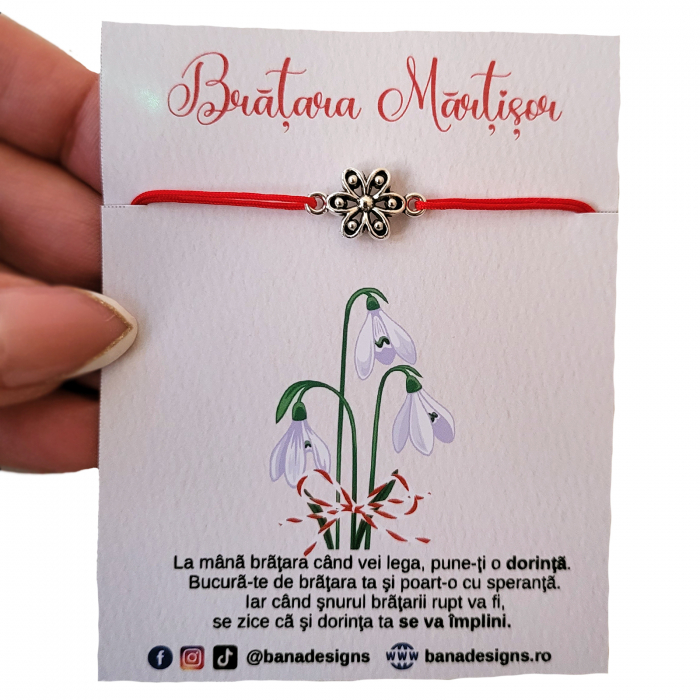 Bratara Martisor cu floare filigranata si snur ajustabil [3]