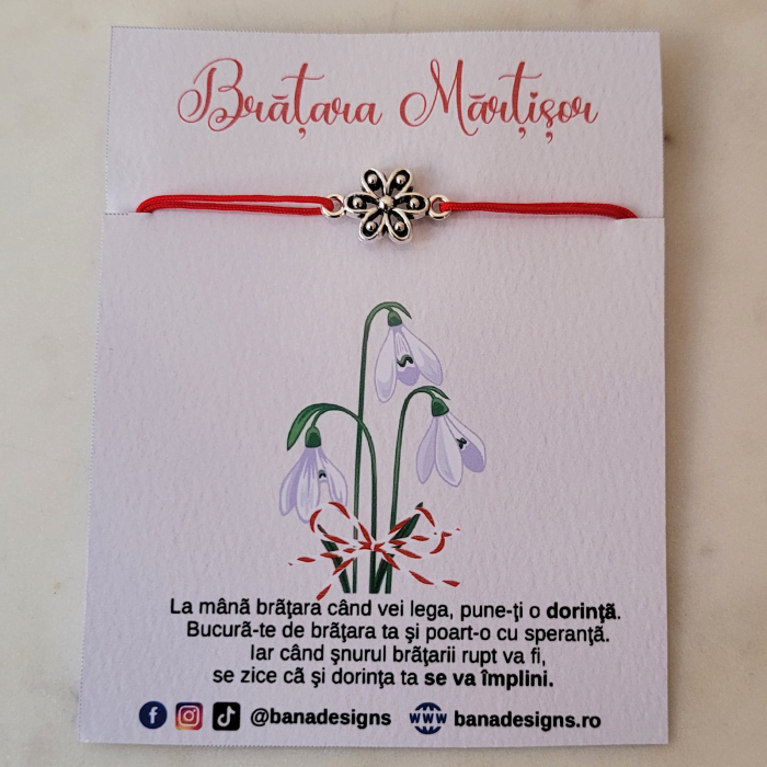 Bratara Martisor cu floare filigranata si snur ajustabil [5]
