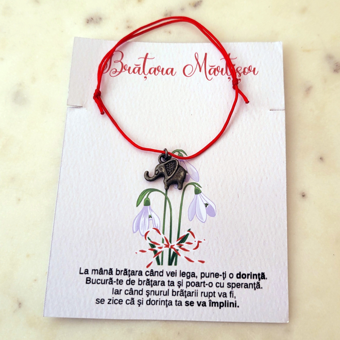 Bratara Martisor elefant culoarea bronzului antichizat si snur ajustabil [3]