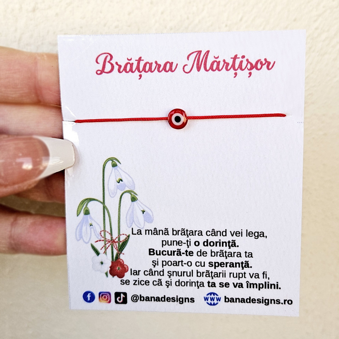 Set de 10 Bratari Martisor cu ochi protector rosu si snur rosu ajustabil [4]