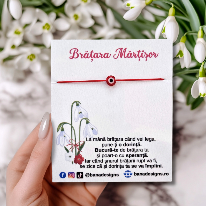 Set de 10 Bratari Martisor cu ochi protector rosu si snur rosu ajustabil [2]
