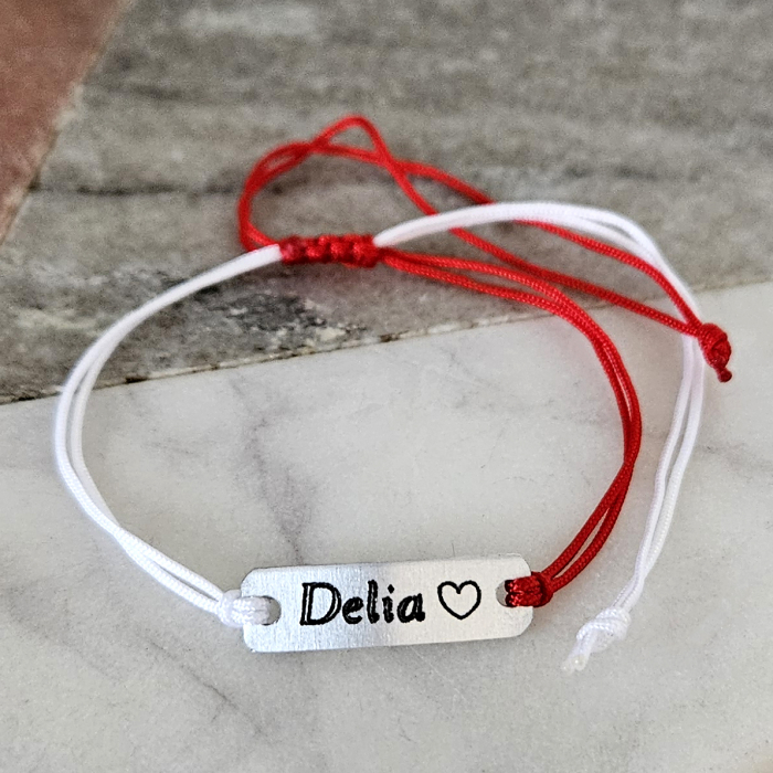 Bratara Martisor personalizata cu nume gravat pe placuta de aluminiu [3]