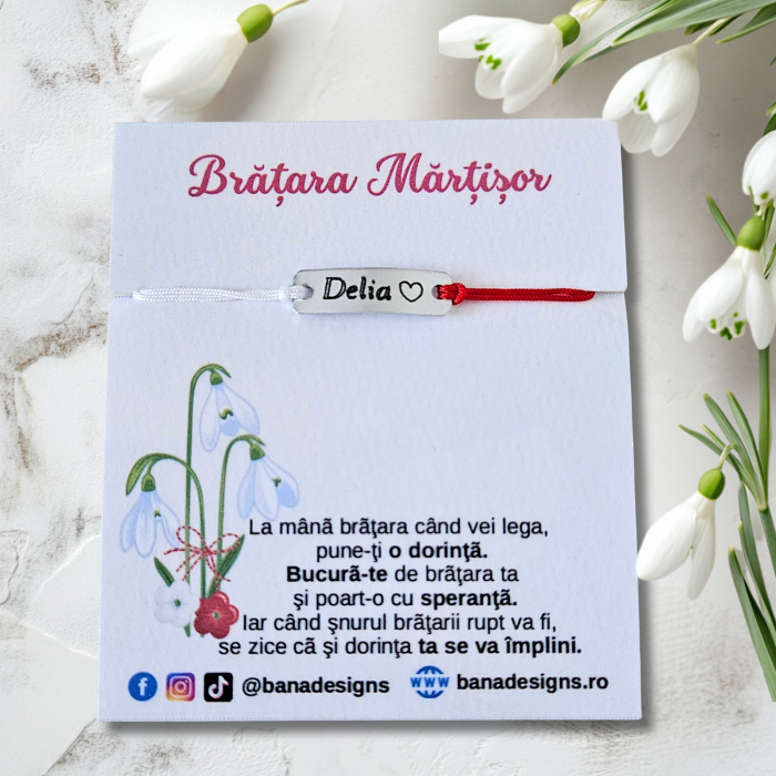 Bratara Martisor personalizata cu nume gravat pe placuta de aluminiu [2]