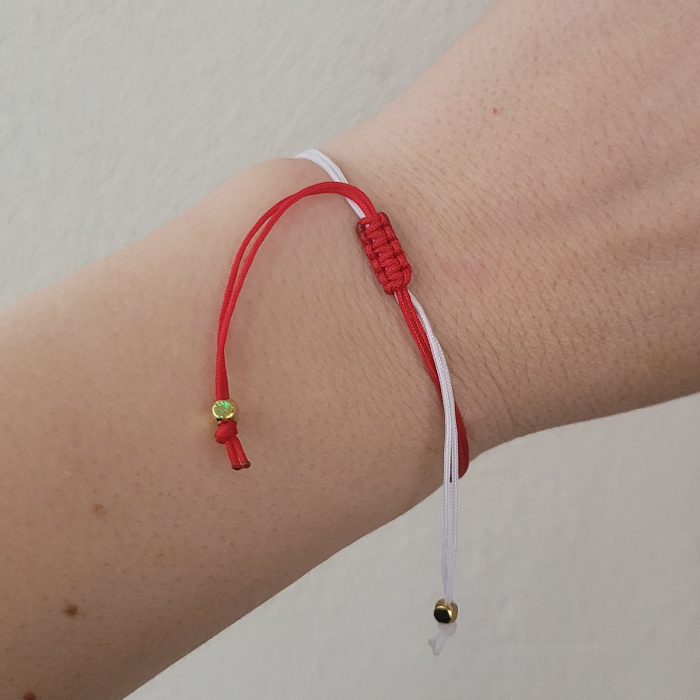 Bratara Martisor cu perla shell, coral rosu si trandafir placat cu aur de 18K [4]