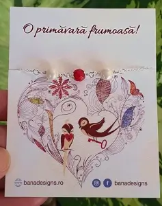 Bratara Martisor cu perle de cultura albe si coral rosu, placata cu argint [5]