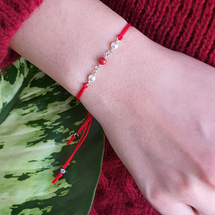 Bratara Martisor cu perle din cristal Swarovski, placata cu argint, ajustabila [2]
