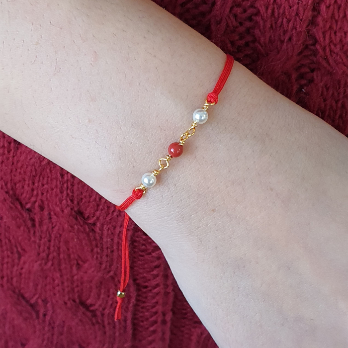 Bratara Martisor cu perle din cristal Swarovski, placata cu aur, ajustabila [3]
