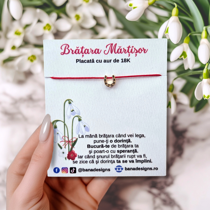 Bratara Martisor cu potcoava placata cu aur de 18K, cu snur ajustabil [3]