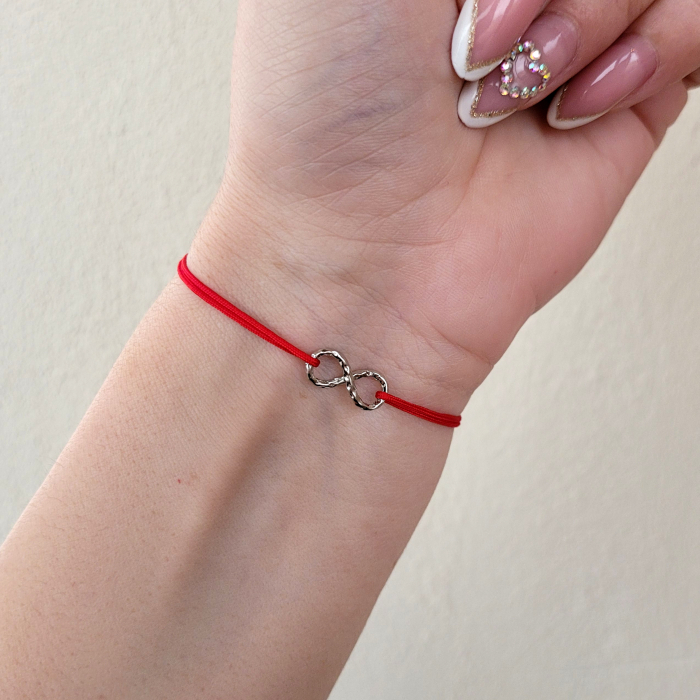 Bratara Martisor cu semnul infinitului placat cu platina, cu snur ajustabil simplu [3]