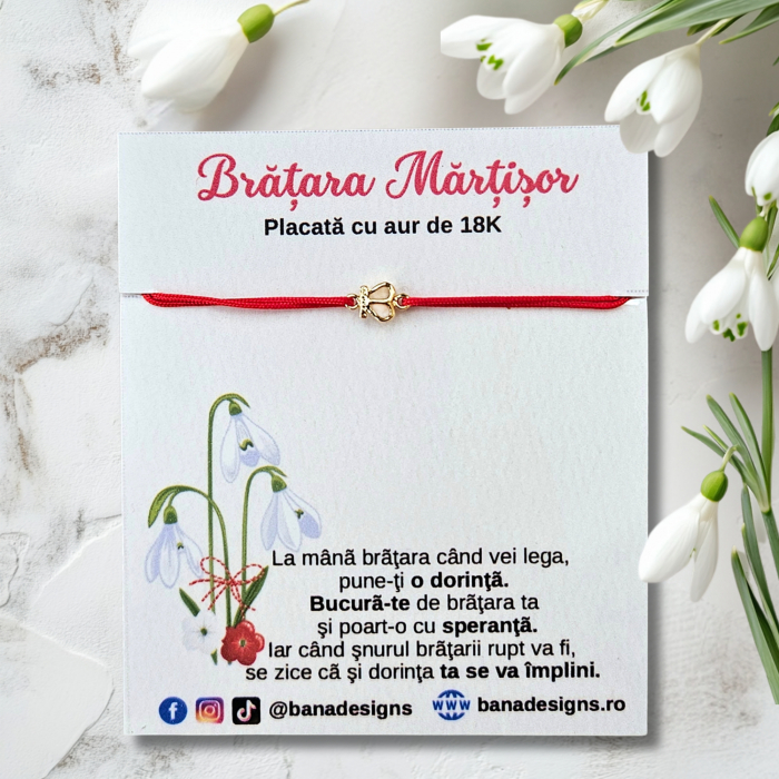 Bratara Martisor cu coronita delicata placata cu aur de 18K [2]