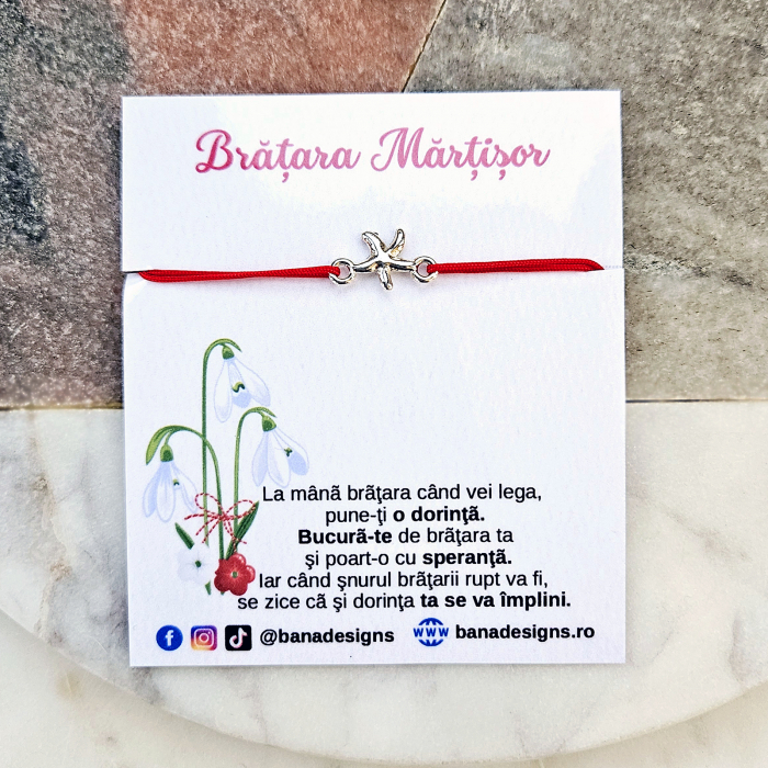 Set de 10 Bratari Martisor cu steluta de mare si snur rosu ajustabil [2]